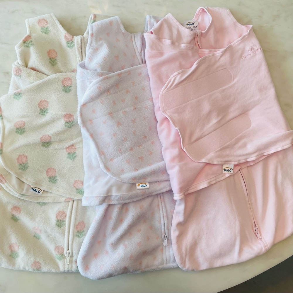 Halo Pink and White SleepSack Swaddle Trio